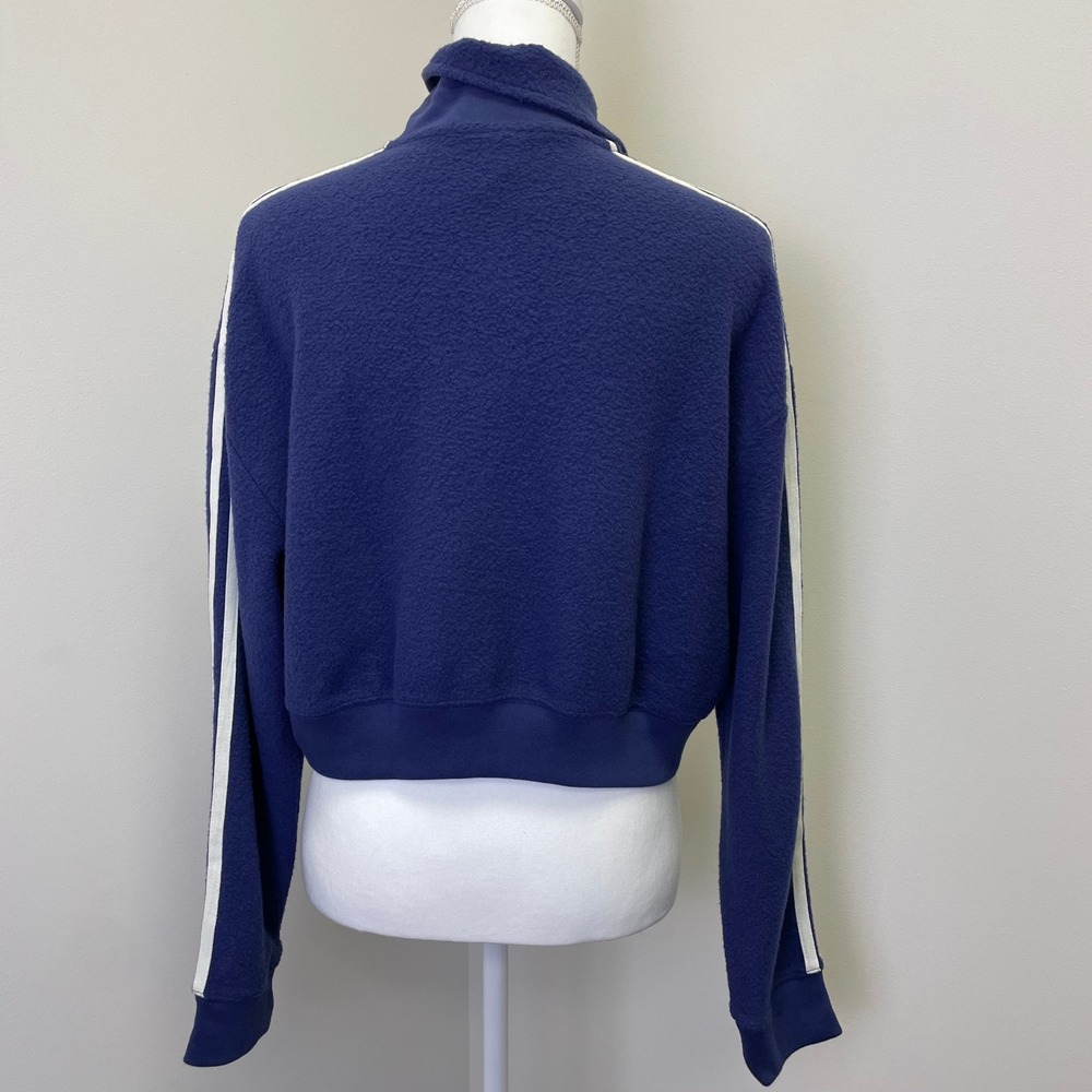 PINK Victorias Secret Navy Blue Cropped Fleece Polo Pullover Sweatshirt Medium - Picture 5 of 16